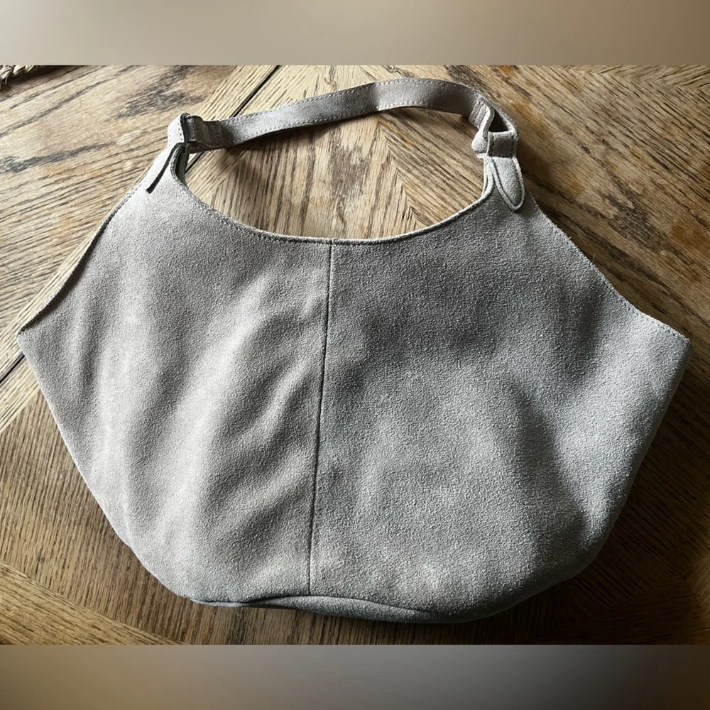 M.I.L.A stone Gray Suede shoulder Bag